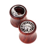 Maxbell 1 Pair Wooden Alloy Sun Moon Flared Ear Plug Tunnel Expanders Stretcher 8mm - Aladdin Shoppers