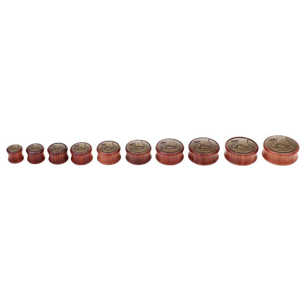 Maxbell Maxbell Novelty Sailing Pattern Wood Ear Plug Flesh Tunnel Stretcher Expander 16mm