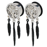 Maxbell Tree of Life Stainless Steel Leaf Flesh Tunnels Ear Plugs Ring Gauges 16mm - Aladdin Shoppers
