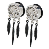 Maxbell Tree of Life Stainless Steel Leaf Flesh Tunnels Ear Plugs Ring Gauges 16mm - Aladdin Shoppers