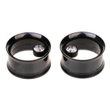 Maxbell Stainless Steel Screw Ear Gauges Flesh Tunnels Plugs Stretchers 16mm Black - Aladdin Shoppers