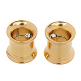 Maxbell Stainless Steel Screw Ear Gauges Flesh Tunnels Plugs Stretchers 10mm Gold - Aladdin Shoppers