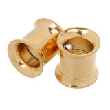 Maxbell Stainless Steel Screw Ear Gauges Flesh Tunnels Plugs Stretchers 10mm Gold - Aladdin Shoppers