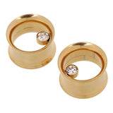 Maxbell Stainless Steel Screw Ear Gauges Flesh Tunnels Plugs Stretchers 16mm Gold - Aladdin Shoppers