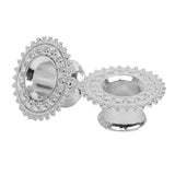 Maxbell Copper Ear Plug Gauges Flesh Tunnel Hollow Flower Ear Stretchers 12mm Silver - Aladdin Shoppers