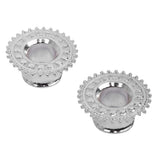 Maxbell Copper Ear Plug Gauges Flesh Tunnel Hollow Flower Ear Stretchers 12mm Silver - Aladdin Shoppers