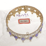 King Queen Bridal Crown Rhinestone Tiaras Gold Plated Hair Jewelry  Blue