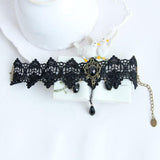 Maxbell Retro Black Lace Anklet Bridal Gem Tassel Gothic Jewelry Barefoot Bracelet - Aladdin Shoppers