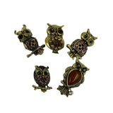 Maxbell 12pcs Assorted Antique Bronze colorful Rhinestone Owl Brooch Pins - Aladdin Shoppers