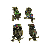 Maxbell 12pcs Assorted Antique Bronze colorful Rhinestone Owl Brooch Pins - Aladdin Shoppers