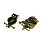 Maxbell 12pcs Assorted Antique Bronze colorful Rhinestone Owl Brooch Pins - Aladdin Shoppers