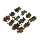 Maxbell 12pcs Assorted Antique Bronze colorful Rhinestone Owl Brooch Pins - Aladdin Shoppers