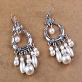 Maxbell Women's Boho Vintage Pearls Beads Tassel Hook Drop Dangle Earrings White - Aladdin Shoppers