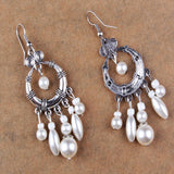 Maxbell Women's Boho Vintage Pearls Beads Tassel Hook Drop Dangle Earrings White - Aladdin Shoppers