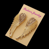 Maxbell Crystal Rhinesotne Large Angel Wing Drop Dangle Earrings Ear Studs Gold - Aladdin Shoppers