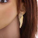 Maxbell Crystal Rhinesotne Large Angel Wing Drop Dangle Earrings Ear Studs Gold - Aladdin Shoppers