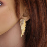 Maxbell Crystal Rhinesotne Large Angel Wing Drop Dangle Earrings Ear Studs Gold - Aladdin Shoppers