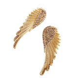 Maxbell Crystal Rhinesotne Large Angel Wing Drop Dangle Earrings Ear Studs Gold - Aladdin Shoppers