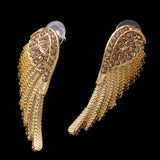 Maxbell Crystal Rhinesotne Large Angel Wing Drop Dangle Earrings Ear Studs Gold - Aladdin Shoppers