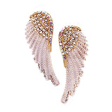 Maxbell Crystal Rhinesotne Large Angel Wing Drop Dangle Earrings Ear Studs Platinum - Aladdin Shoppers