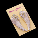 Maxbell Crystal Rhinesotne Large Angel Wing Drop Dangle Earrings Ear Studs Platinum - Aladdin Shoppers
