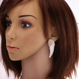 Maxbell Crystal Rhinesotne Large Angel Wing Drop Dangle Earrings Ear Studs Platinum - Aladdin Shoppers