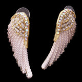 Maxbell Crystal Rhinesotne Large Angel Wing Drop Dangle Earrings Ear Studs Platinum - Aladdin Shoppers