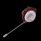 Maxbell Lapel Rose Flower Pin Men's Handmade Fabric Boutonniere Stick Brooch Brown - Aladdin Shoppers