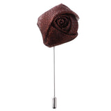 Maxbell Lapel Rose Flower Pin Men's Handmade Fabric Boutonniere Stick Brooch Brown - Aladdin Shoppers
