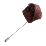 Maxbell Lapel Rose Flower Pin Men's Handmade Fabric Boutonniere Stick Brooch Brown - Aladdin Shoppers