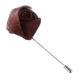 Maxbell Lapel Rose Flower Pin Men's Handmade Fabric Boutonniere Stick Brooch Brown - Aladdin Shoppers