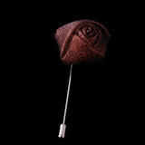Maxbell Lapel Rose Flower Pin Men's Handmade Fabric Boutonniere Stick Brooch Brown - Aladdin Shoppers