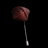 Maxbell Lapel Rose Flower Pin Men's Handmade Fabric Boutonniere Stick Brooch Brown - Aladdin Shoppers