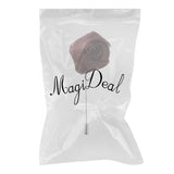 Maxbell Lapel Rose Flower Pin Men's Handmade Fabric Boutonniere Stick Brooch Brown - Aladdin Shoppers