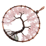Maxbell Tree of Life Pendant Vintage Copper Wire Wrapped Gemstone Charms Pink - Aladdin Shoppers