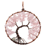 Maxbell Tree of Life Pendant Vintage Copper Wire Wrapped Gemstone Charms Pink - Aladdin Shoppers