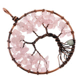Maxbell Tree of Life Pendant Vintage Copper Wire Wrapped Gemstone Charms Pink - Aladdin Shoppers
