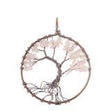 Maxbell Tree of Life Pendant Vintage Copper Wire Wrapped Gemstone Charms Pink - Aladdin Shoppers