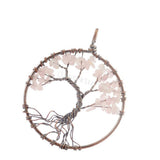 Maxbell Tree of Life Pendant Vintage Copper Wire Wrapped Gemstone Charms Pink - Aladdin Shoppers