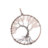 Maxbell Tree of Life Pendant Vintage Copper Wire Wrapped Gemstone Charms Pink - Aladdin Shoppers