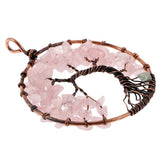 Maxbell Tree of Life Pendant Vintage Copper Wire Wrapped Gemstone Charms Pink - Aladdin Shoppers
