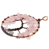 Maxbell Tree of Life Pendant Vintage Copper Wire Wrapped Gemstone Charms Pink - Aladdin Shoppers