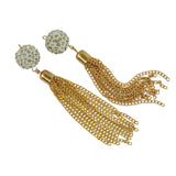 Maxbell 2pcs Crystal White Beads Gold Tassel Pendant Necklace Earring Jewelry Making - Aladdin Shoppers