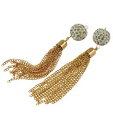 Maxbell 2pcs Crystal White Beads Gold Tassel Pendant Necklace Earring Jewelry Making - Aladdin Shoppers