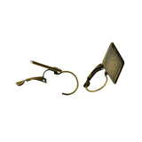 Maxbell 12pcs Wire Hook Earring Blanks 16mm Pad Square Bezel Setting Vintage Bronze - Aladdin Shoppers