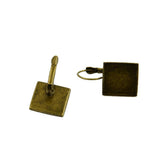 Maxbell 12pcs Wire Hook Earring Blanks 16mm Pad Square Bezel Setting Vintage Bronze - Aladdin Shoppers