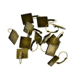 Maxbell 12pcs Wire Hook Earring Blanks 16mm Pad Square Bezel Setting Vintage Bronze - Aladdin Shoppers