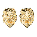 1 Pair Delicate 3D Lion Head Brooch Collar Lapel Pins Tips Gift Unisex-Gold