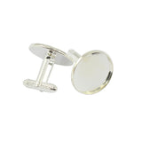 Maxbell 6Pcs Mens Square Round Blank Setting Base Pad CuffLink DIY Cabochon Cufflink