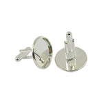Maxbell 6Pcs Mens Square Round Blank Setting Base Pad CuffLink DIY Cabochon Cufflink